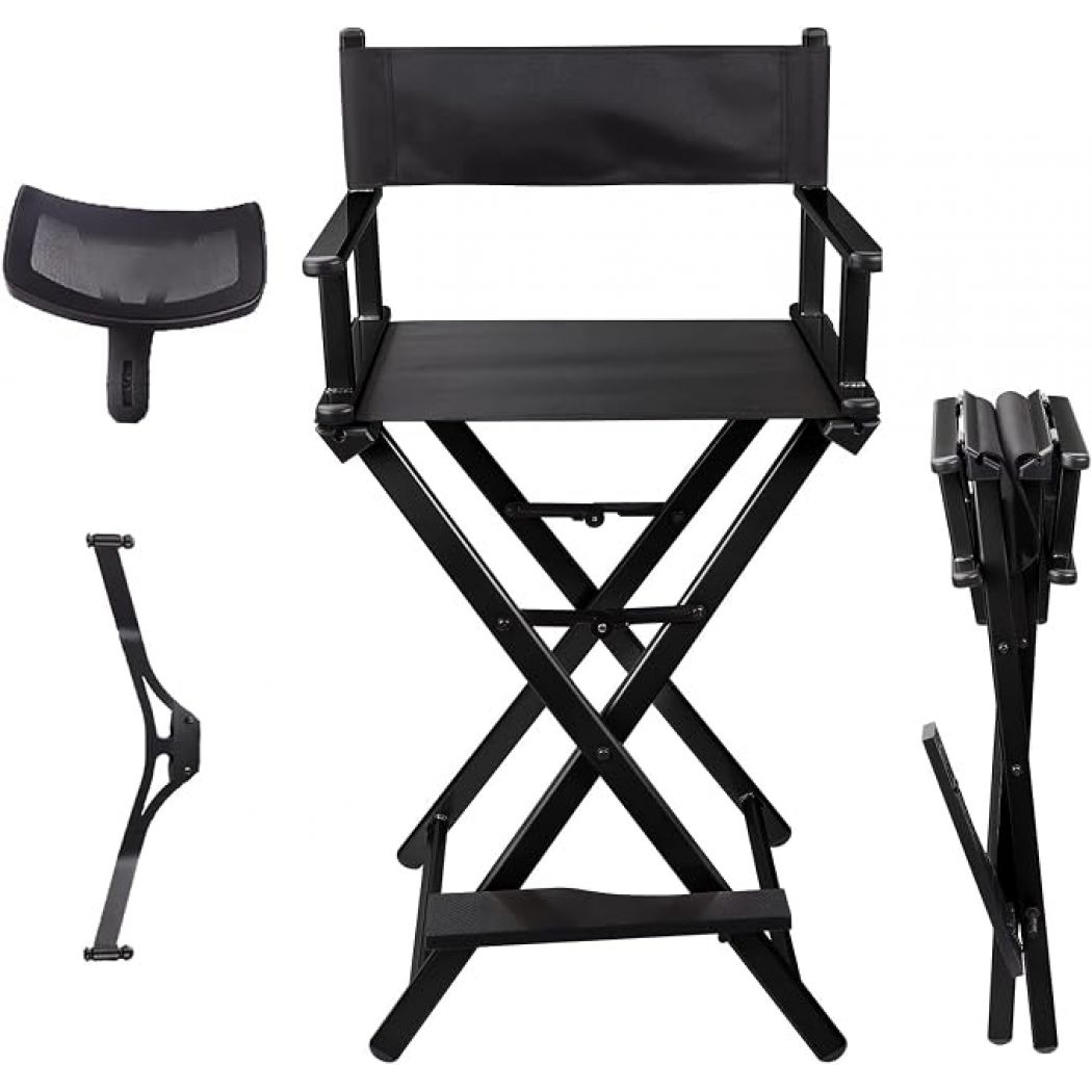 Portable Folding Directors Chair Makeup Artist Chair with Headrest